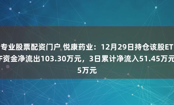 专业股票配资门户 悦康药业：12月29日持仓该股ETF资金净流出103.30万元，3日累计净流入51.45万元