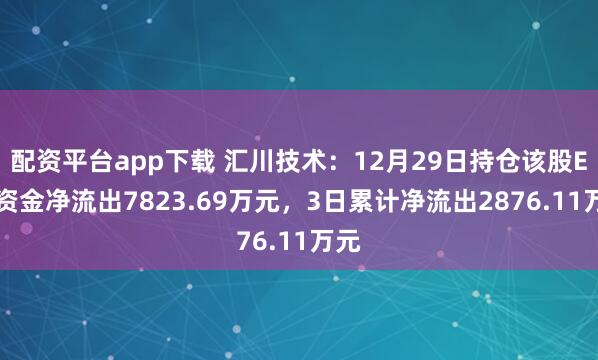 配资平台app下载 汇川技术：12月29日持仓该股ETF资金净流出7823.69万元，3日累计净流出2876.11万元